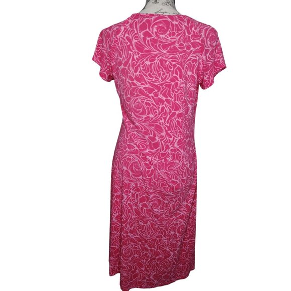 Fresh Produce Small/Medium Dress, Tropical Pink, Ruched Bust, Short Sleeve Vacay - Picture 3 of 5